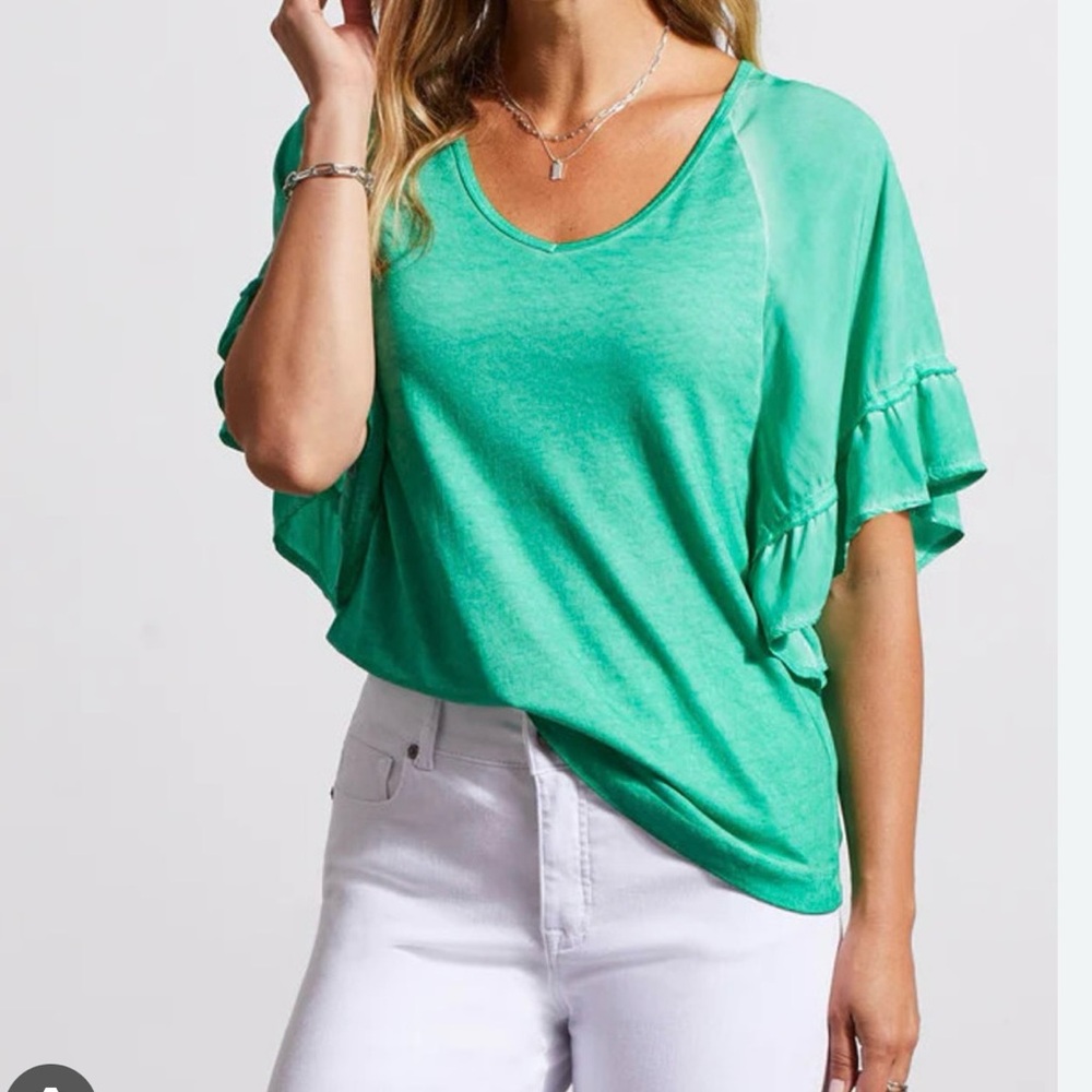 Green mineral wash top by Tribal Jeans. NWOT, XL